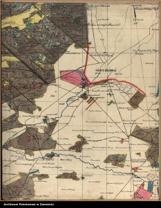 Banachy, Bidaczów, Bidaczów Stary, Biszcza, Biszcze-Kyce, Borki, Bukowa, Dąbrowica, Dereźnia, Gliny, Gozd Lipiński, Korczów, Króle Nowe, Króle Stare, Księżpol (folwark i wieś), Kuty, Kyce, Łazory, Majdan Księżpolski Nowy, Majdan Nowy, Majdan Stary, Okrągłe, Puszcza Solska, Rogale, Smólsko Wielkie, Sól (folwark i wieś), Wola Dereźniańska, Wólka Biska (folwark i wieś), Zanie, Zary, Zofianka (folwark), Zynie; poza granicami Ordynacji: Biłgoraj, Majdan Gromadzki, Nadrzecze