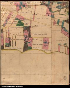 Babice, Bolesławin (folwark), Budzyń, Chmielek (folwark i wieś), Dorbozy, Grabowica, Julianówka (folwark), Korchów (folwark i wieś), Łukowa (folwark i wieś), Marynki, Nowa Obsza (folwark i wieś), Obsza (folwark i wieś), Olchowiec, Osuchy, Panieńszczyzna, Pisklaki, Różaniec (folwark i wieś), Różaniec Nowy (folwark), Szaryjówka (folwark i wieś), Szostaki, Wola Obszańska (folwark i wieś), Zamch (folwark i wieś), Zawadki