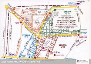 Plan sektorów w Zamościu podczas Pielgrzymki Ojca Świętego Jana Pawła II, 12 czerwca 1999 r. - 88/1170 Akta osób i rodzin 12.2 Zbiór Janusza Panasiewicza, sygn. 208, s. 14