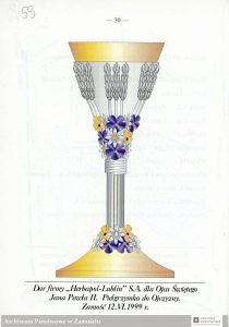 Złoty kielich - dar dla Ojca Świętego Jana Pawła II - 88/1170 Akta osób i rodzin 12.2 Zbiór Janusza Panasiewicza, sygn. 208, s. 59